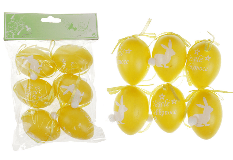 Autronic Vajíčka plastová žlutá, sada 6 kusů VEL5047-YEL