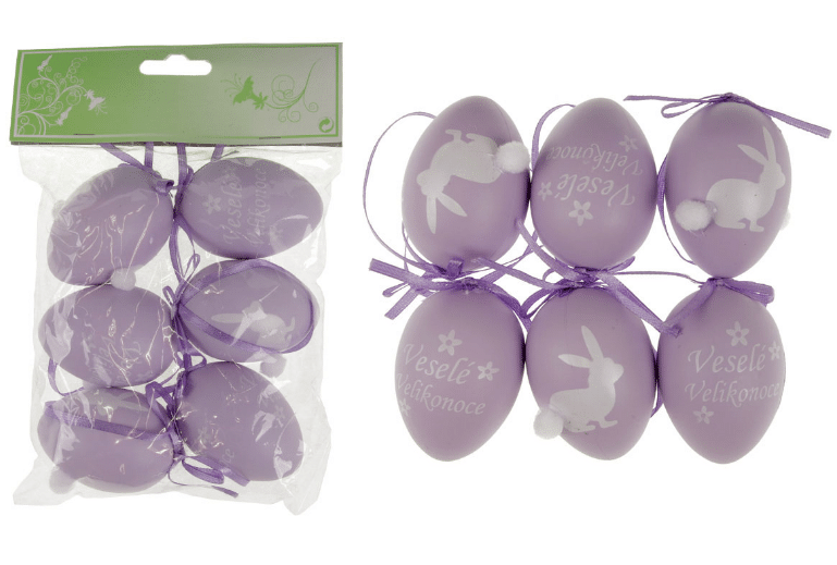 Levně Autronic Vajíčka plastová lila, sada 6 kusů VEL5047-LILA