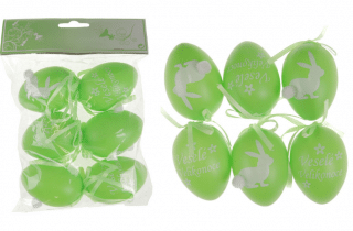 Vajíčka plastová zelená, sada 6 kusů VEL5047-GRN
