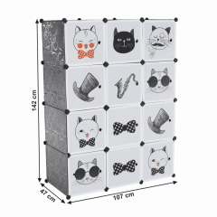 Dětská modulární skříň AVERON, šedá/dětský vzor č.13