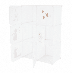 Dětská modulární skříňka DINOS, bílá/dětský vzor č.4
