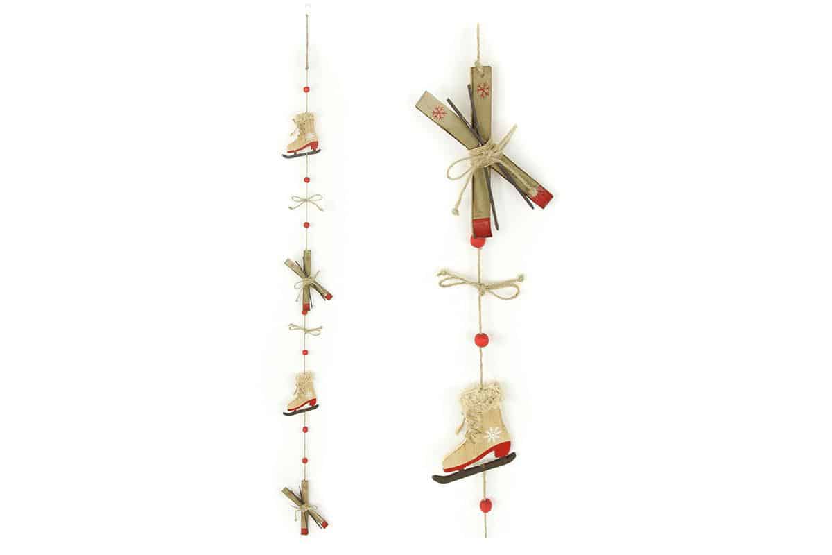 Autronic Girlanda, vánoční dekorace s dřevěnými bruslemi a lyžemi ZA8628
