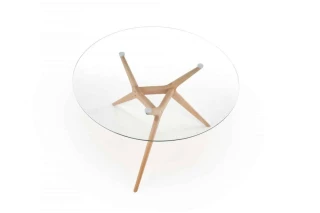 ASHMORE stół blat - transparentny, noga - naturalny