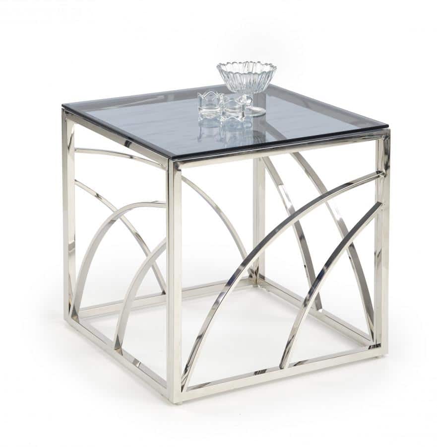 Halmar Konferenční stolek UNIVERSE KWADRAT - nerez/kouřové sklo