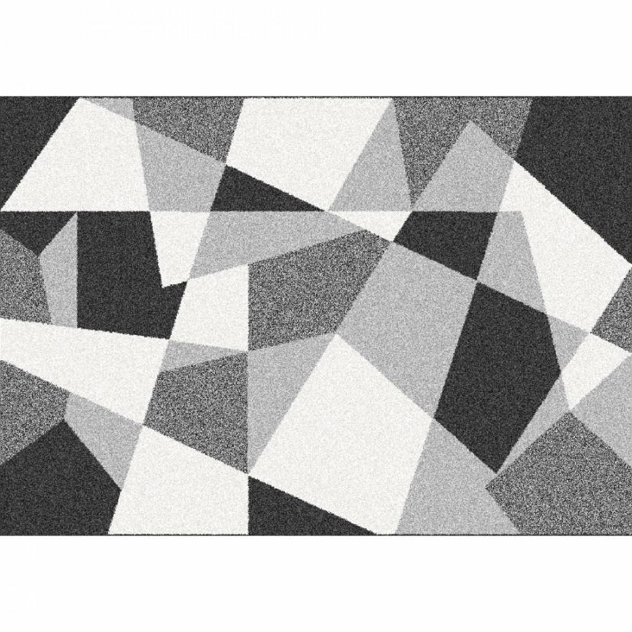Tempo Kondela Koberec SANAR 67x120 cm - černá/šedá/bílá, geometrický vzor