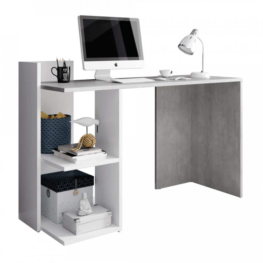 Levně Tempo Kondela PC stůl ANDREO - beton/bílý mat + kupón KONDELA10 na okamžitou slevu 3% (kupón uplatníte v košíku)