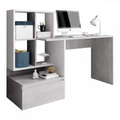 PC stůl NEREO - beton/bílý mat