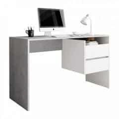 PC stůl TULIO - beton/bílý mat