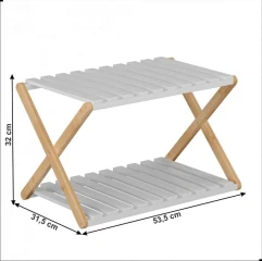 2-poličkový regál, přírodní bambus/bílá, PEORIA TYP 1