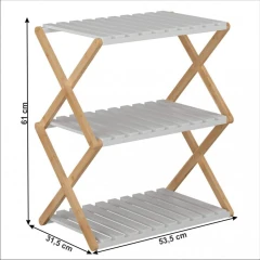 3-poličkový regál, přírodní bambus/bílá, PEORIA TYP 2