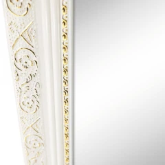 Stojanové zrcadlo, bílá/bílo zlatý ornament, LAVAL