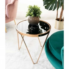 Příruční stolek, rose gold chrom růžová / černá, VALERO