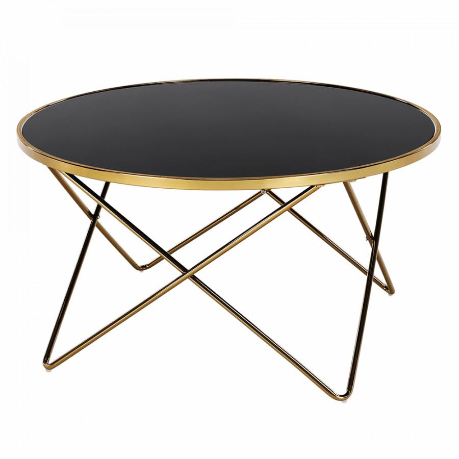 Tempo Kondela Konferenční stolek ROSALO - gold chrom zlatá/černá