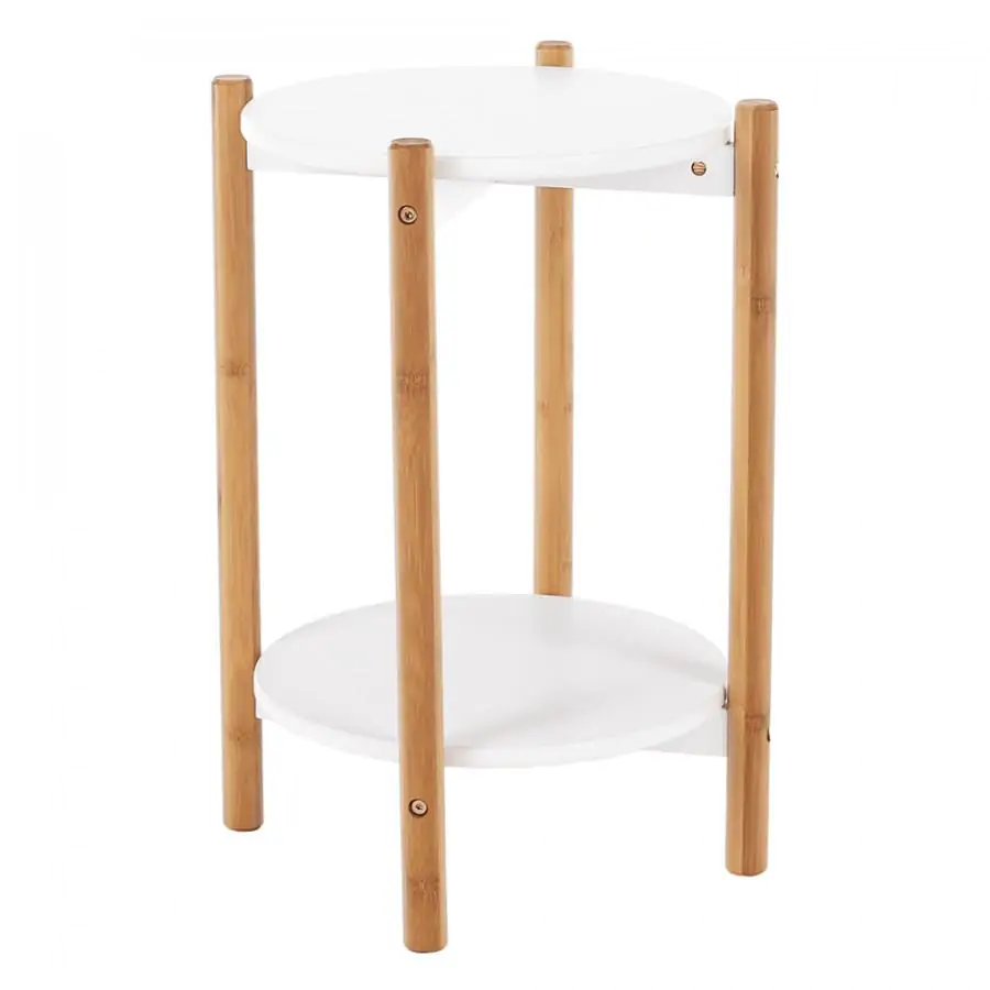 Tempo Kondela Příruční / noční stolek BAMP - bílá / přírodní + kupón KONDELA10 na okamžitou slevu 3% (kupón uplatníte v košíku)