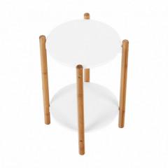 Příruční / noční stolek, bílá / přírodní, BAMP