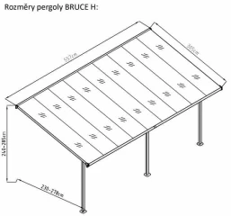 BRUCE H pergola - ŠEDÝ polykarbonát