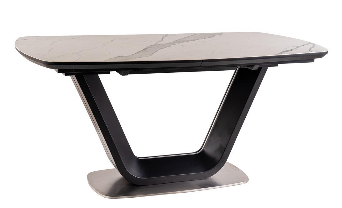 Levně Casarredo Jídelní stůl rozkládací 160x90 ARMANI ceramic bílý mramor/černý mat