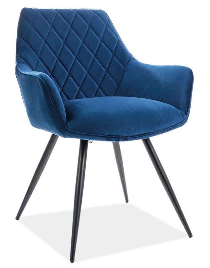 Casarredo Jídelní čalouněná židle LINEA velvet modrá/černá
