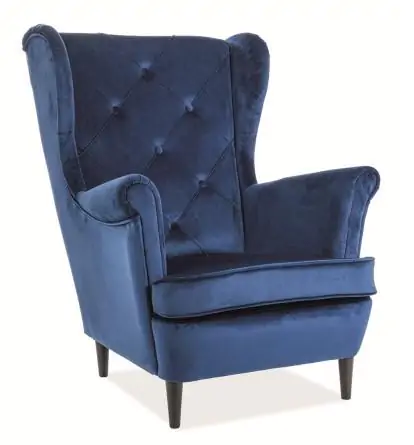 Casarredo Čalouněné křeslo LADY velvet modrá/wenge