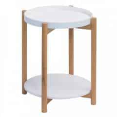 Příruční stolek s odnímatelnou tácem KABRA - bílá / přírodní