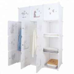 Dětská modulární skříň KITARO bílá / hnědý dětský vzor