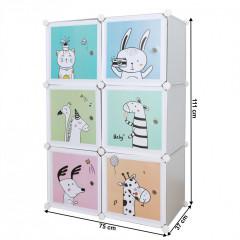 Dětská modulární skříň, šedá / dětský vzor, Biaro