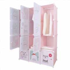 Dětská modulární skříň, růžová / dětský vzor, Nurmi