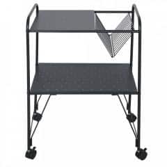 Příruční stolek pojízdný, víceúčelový, kov / plast, černá, KORETE