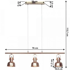 Visící lampa v retro stylu, kov, rose gold, AVIER TYP 4