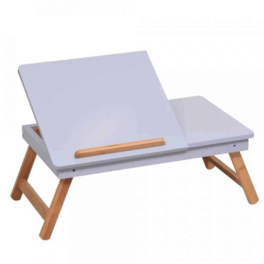 Tempo Kondela Příruční stolek na notebook / držák na tablet MELTEN - bílá / přírodní bambus + kupón 