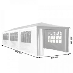 Zahradní párty stan, bílá, 3x9 m, TEKNO TYP 3 + 8 bočních stran