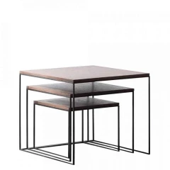 Set tří konferenčních stolků, MDF / kov, ořech / černá, DVEIN Set tří konferenčních stolků, MDF / kov, ořech / černá, DVEIN