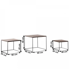Set tří konferenčních stolků, MDF / kov, ořech / černá, DVEIN Set tří konferenčních stolků, MDF / kov, ořech / černá, DVEIN