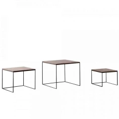Set tří konferenčních stolků, MDF / kov, ořech / černá, DVEIN Set tří konferenčních stolků, MDF / kov, ořech / černá, DVEIN