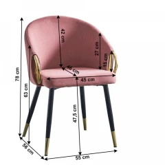 Designové křeslo, růžová velvet látka / gold chrom zlatý, DONKO