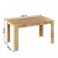 Jídelní stůl, dub artisan, 140x80, GENERAL NEW