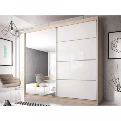 Skříň s posuvnými dveřmi, dub sonoma / bílá, 203x61x218, MULTI 35