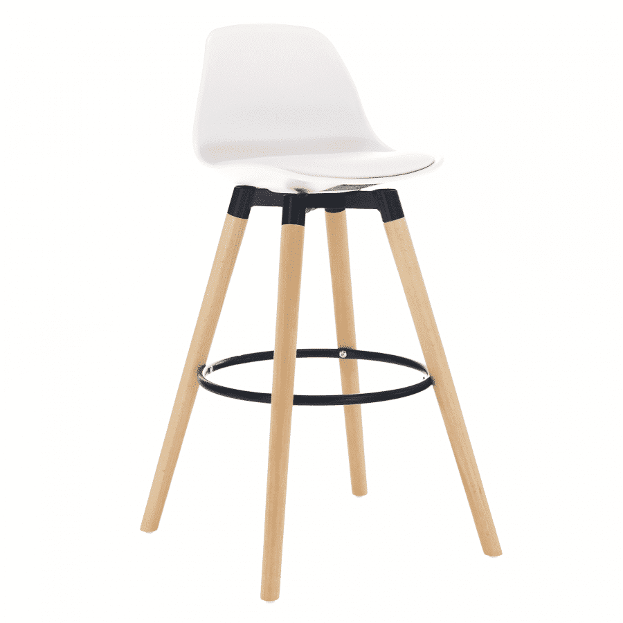 Tempo Kondela Barová židle EVANS - bílá/buk + kupón KONDELA10 na okamžitou slevu 3% (kupón uplatníte v košíku)