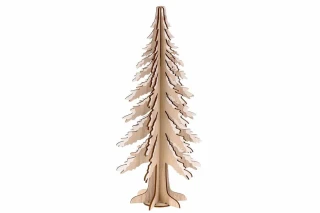 Strom, dřevěná dekorace - přírodní s bílými kraji AC7162
