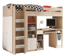 Poschoďová postel multifunkční UNIT sonoma/bílá (5+2) č.1