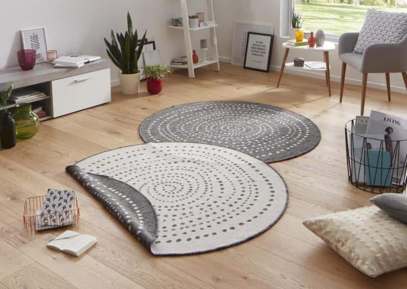 Hanse Home Kusový koberec Twin-Wendeteppiche 103112 - bílá, šedá 140x140 (průměr) kruh