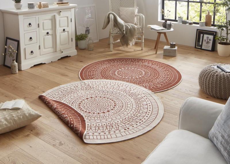 Levně Hanse Home Kusový koberec Twin-Wendeteppiche 103102 hnědá, béžová 100x100 (průměr) kruh