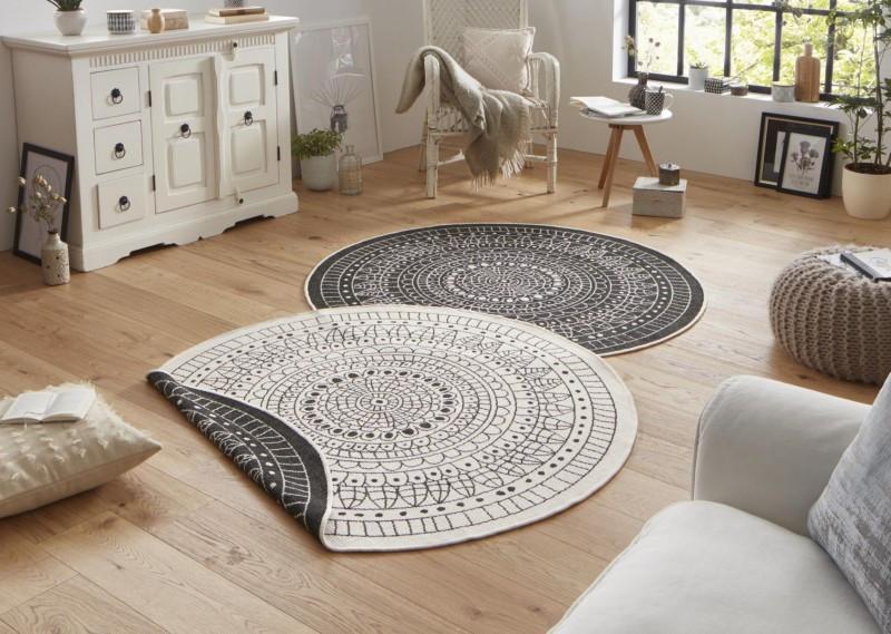 Hanse Home Kusový koberec Twin-Wendeteppiche 103101 černá 100x100 (průměr) kruh