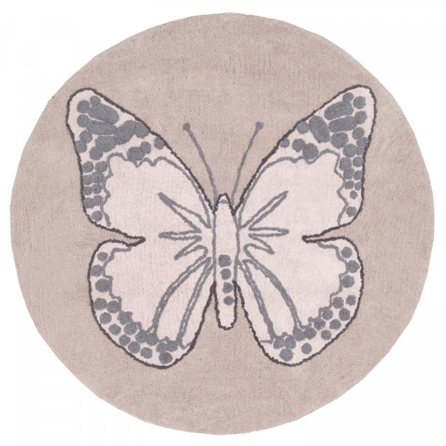 Lorena Canals Bio koberec kusový, ručně tkaný – růžový Motýl 160x160 (průměr) kruh