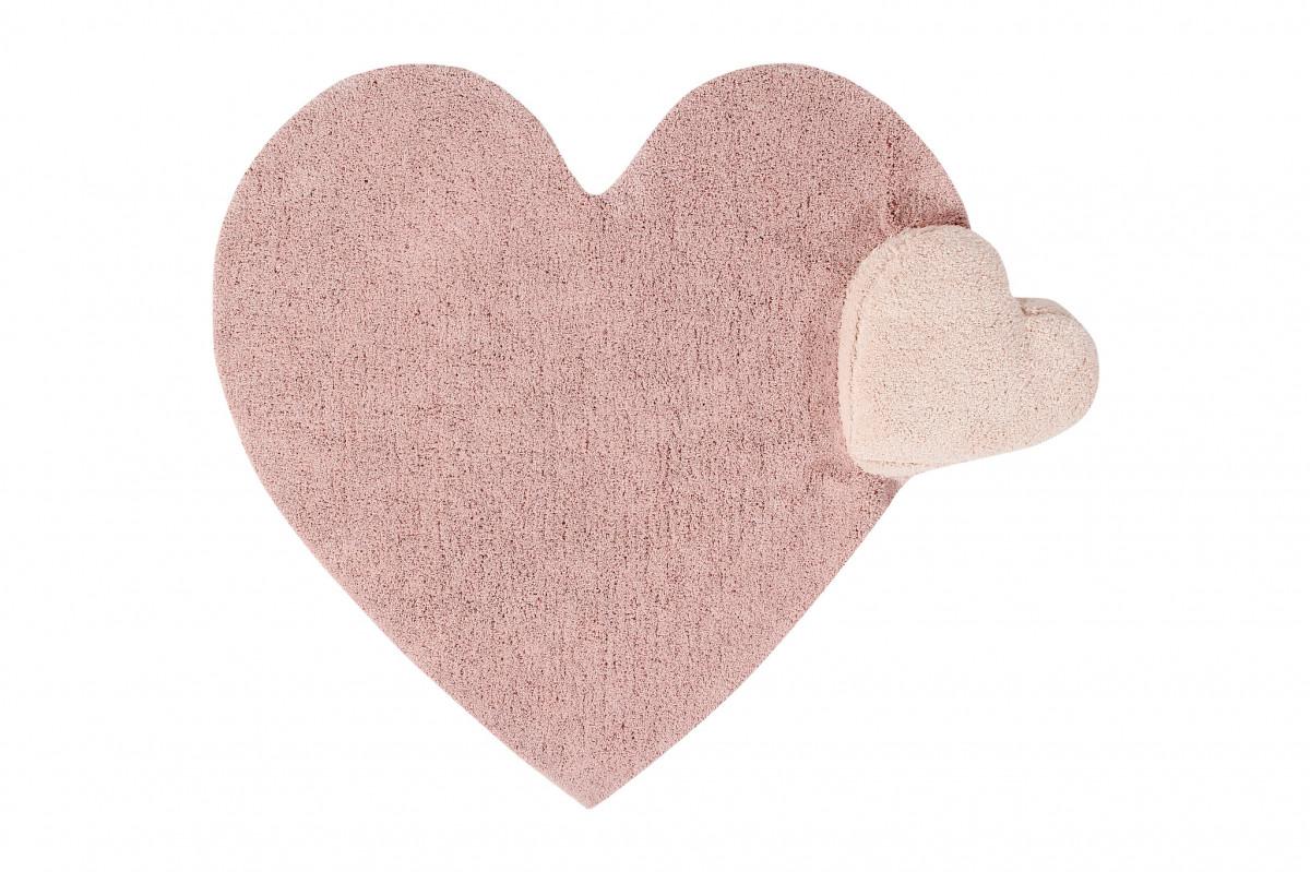 Lorena Canals Lorena Canals Bio koberec kusový, ručně tkaný Puffy Love růžová 160x180 srdce