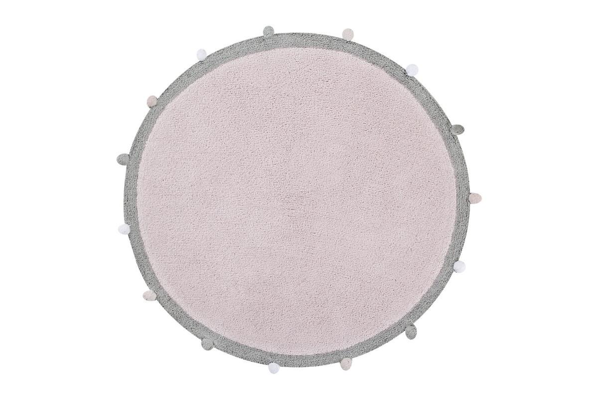 Lorena Canals Bio koberec kusový, ručně tkaný Bubbly Soft šedá, růžová 120x120 (průměr) kruh