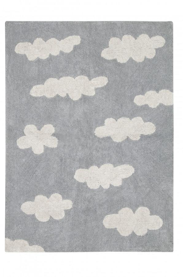 Lorena Canals Bio koberec kusový, ručně tkaný – Mraky bílá/šedá 120x160 cm