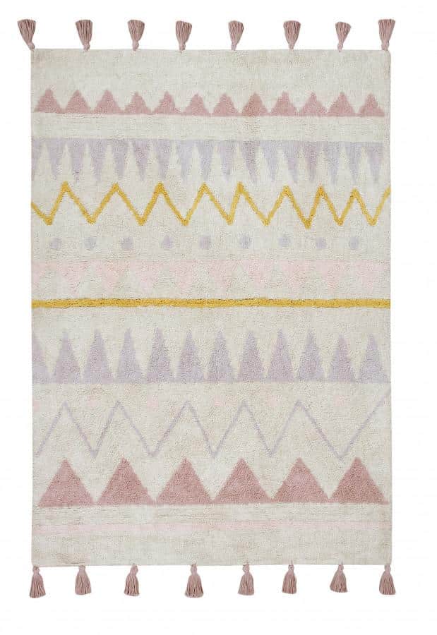 Lorena Canals Bio koberec kusový, ručně tkaný Aztecaal-Vintage Nude žlutá, šedá, růžová 140x200 cm