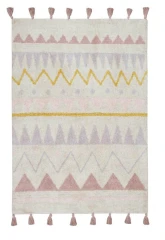 Bio koberec kusový, ručně tkaný Aztecaal-Vintage Nude žlutá, šedá, růžová