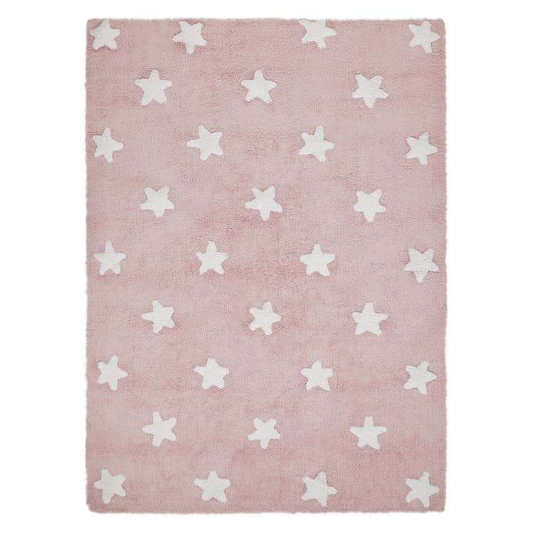 Lorena Canals Bio koberec kusový, ručně tkaný – Hvězdy bílá/růžová 120x160 cm